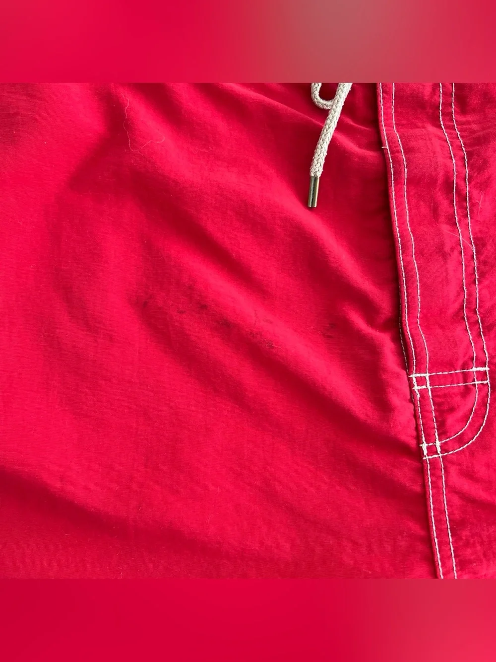 VTG Polo Ralph Lauren Red Cargo Swim Trunk Board Shorts White Stitching Mens 2XB